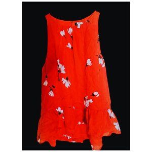 ✨ Joie Red Silk Dress Top – Size XS – White Floral Pattern – 100% Silk